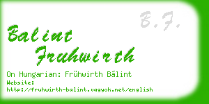 balint fruhwirth business card